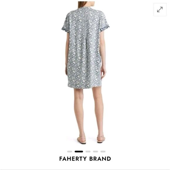 Faherty Gemina Linen Blend Shift Dress Indigo Echo Floral Size XL - Picture 2 of 8